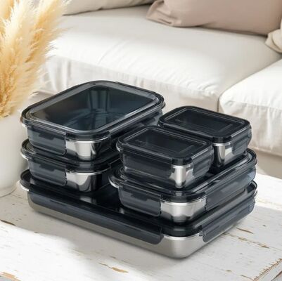 Un buon prezzo. Set di contenitori per alimenti in acciaio inossidabile da 260ml-1930ml con coperchio in PP senza BPA In linea