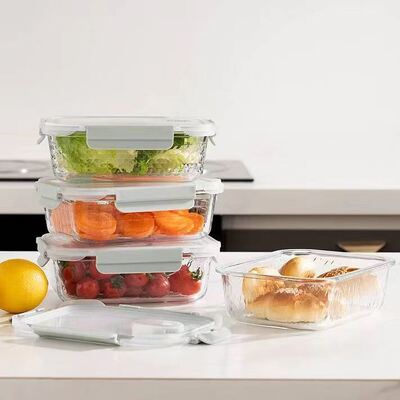 Un buen precio. Contenedor de almacenamiento de alimentos de vidrio borosilicato hermético IKOO con tapa de PP libre de BPA - Lavadora de platos, microondas, horno y congelador En línea