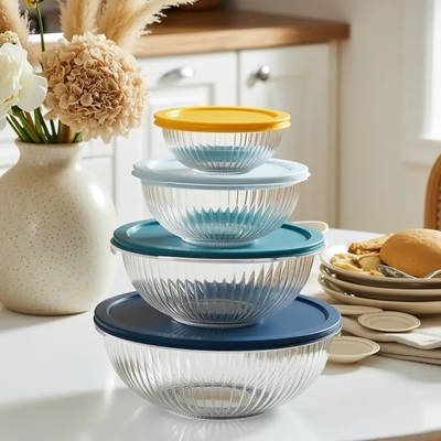 ราคาดี IKOO High Borosilicate Glass Mixing Bowl with PP Lock Lid - สามารถสะสมและปลอดภัยในเตาอบในขนาด 180ml ถึง 3500ml ออนไลน์