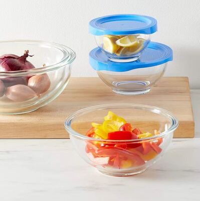 Bom preço. IKOO High Borosilicate Glass Mixing Bowl com design colorido e forno a 560°C seguro para assar e salada Em linha