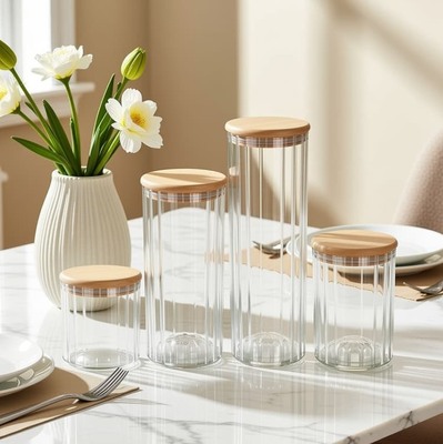 Un bon prix. Bocal en verre borosilicaté de haute qualité IKOO 500ml-2200ml avec couvercle en bambou En ligne