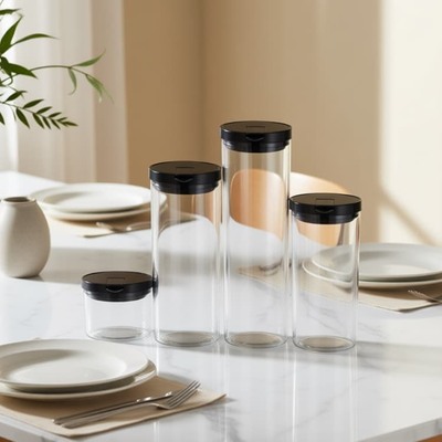 Harga yang bagus Wadah Penyimpanan Dapur dan Toples Kaca Bening dengan Logo Kustom IKOO dengan Tutup PP Mudah Dibuka dalam Ukuran 450ml, 1000ml, dan 1500ml on line