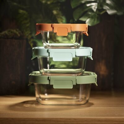 Goede prijs. Glazen voedselbewaardoos van hoog borosilicaatglas met vershoudende eigenschappen, thermische schokbestendigheid en aanpasbare kleuropties Online