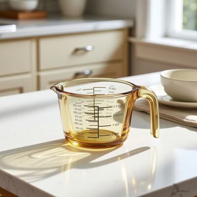 IKOO High Borosilicate Glass Measuring Cup Set with Easy-to-Read Markings Curved Spout and Easy-Grip Handles for Precise Cooking and Baking
