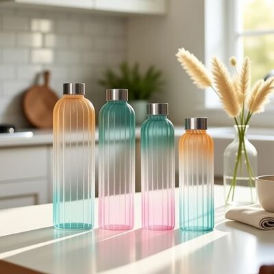 Leak-proof Airtight Lid Borosilicate Glass Water Bottle Dishwasher and Microwave Safe for Hot and Cold Beverages