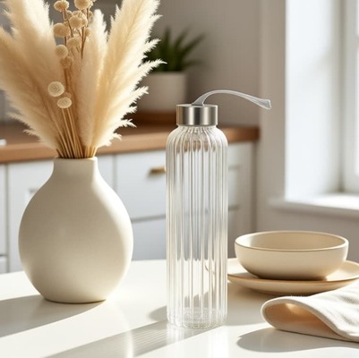 Un bon prix. Bouteille d'eau réutilisable en verre sans BPA IKOO avec couvercle hermétique étanche et bouteille en verre borosilicaté lavable au lave-vaisselle pour la salle de sport et le bureau En ligne