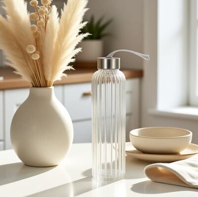 IKOO BPA-Free Reusable Glass Water Bottle with Leak-proof Airtight Lid and Dishwasher Safe Borosilicate Glass Bottle for Gym and Office