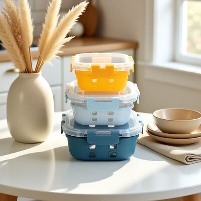IKOO BPA Free Leak Proof Glass Food Container with Thermal Shock Resistant Borosilicate Glass and Cool Lock PP Lid