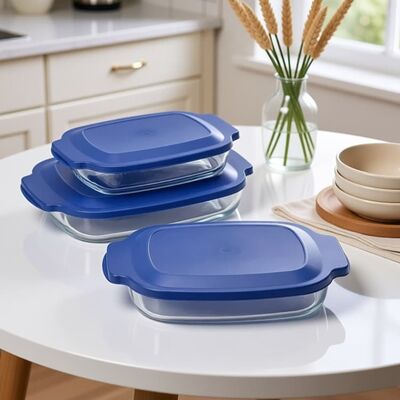 IKOO Borosilicate Glass Bakeware with PP Lid 1000ml to 3600ml