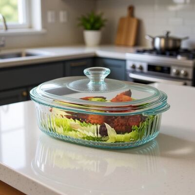 IKOO Lead-Free High Borosilicate Glass Casserole Dish with Lid - Oven & Microwave Safe Deep Baking Dish