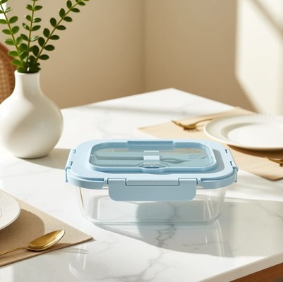 Giá tốt. Hộp lưu trữ kính borosilicate cao với nắp PP không chứa BPA - Kháng nhiệt độ -40 °C ~ 560 °C Hình dạng hình chữ nhật và màu sắc tùy chỉnh trực tuyến