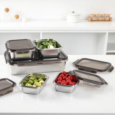 IKOO Leak Proof Stackable Lightweight Stainless Steel Food Storage Container Set for Meal Prep