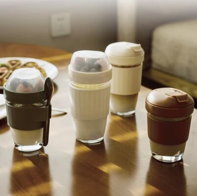 High Borosilicate Glass Meal Prep Container with Leak-Proof Lid and Dry Wet Separation for Overnight Oats and Yogurt Parfait