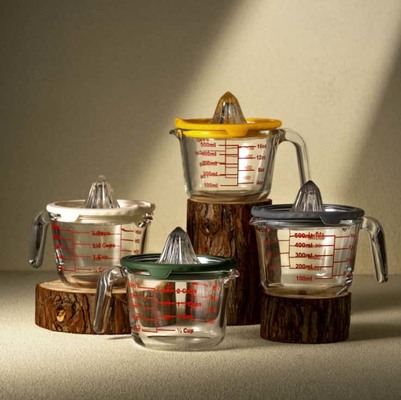 Harga yang bagus Cangkir dan Juicer Pengukur Kaca Borosilikat Tinggi dengan Kapasitas 500ml dan Desain Aman Mikrowave on line
