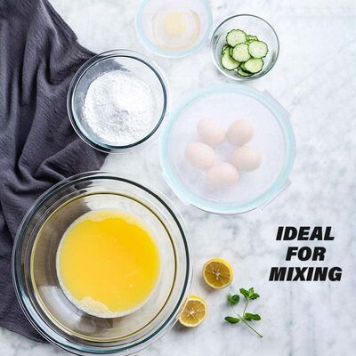 Borosilicate Glass Mixing Bowl Set Stackable with Lids and Temperature Range -40°C to 560°C for Kitchen Use