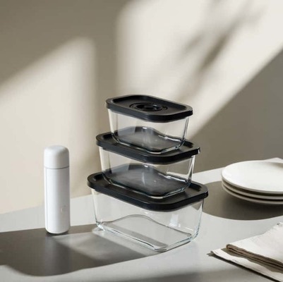 Bom preço. Recipiente de armazenamento de alimentos a vácuo de vidro borossilicato alto IKOO com vedação hermética e design empilhável para frescor Em linha