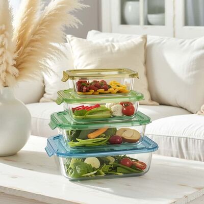 Borosilicate Glass Lunch Box - Dishwasher Microwave Freezer Oven Safe BPA Free Thermal Shock Resistant (120℃) Glass Meal Prep Container