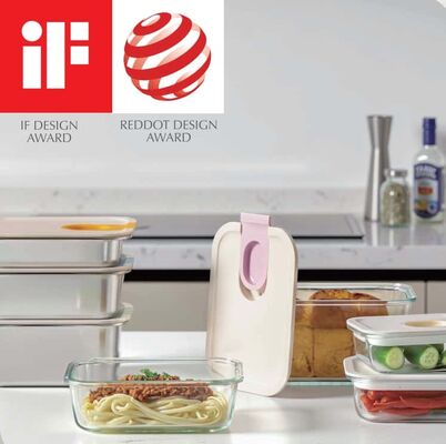 IKOO Glide-Ease One-Handed Opening Leakproof Airtight Glass Food Storage Container and Borosilicate Glass Container