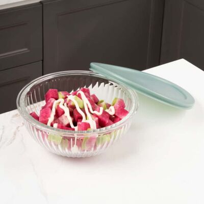Good price Stackable Nestable High Borosilicate Glass Mixing Bowl with PP Lock Lid for Food Prep and Storage online