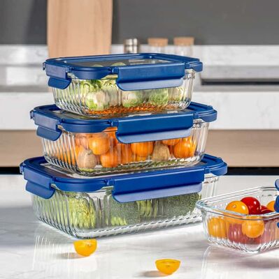 Borosilicate Glass Food Container with Airtight Locking Lids Stackable Design and 560℃ Oven Safe