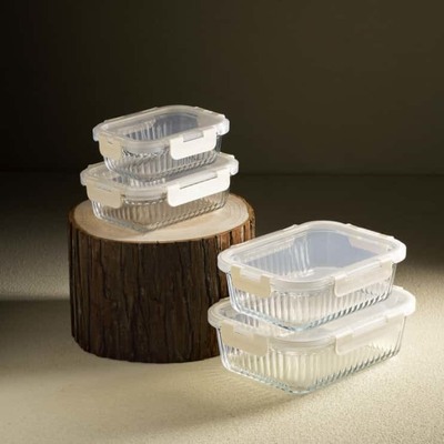 ราคาดี กระป๋องเตรียมอาหารจากแก้ว Borosilicate สูงที่มีฝาล็อคกันอากาศและการออกแบบ stackable ออนไลน์