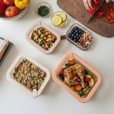 Custom Design Available Microwave Safe Plastic Free Glass Food Storage Container with Glass Lid