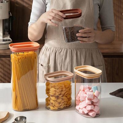 Harga yang bagus IKOO Stoples Kaca Borosilikat dengan Tutup Tempered - Berbagai Ukuran on line