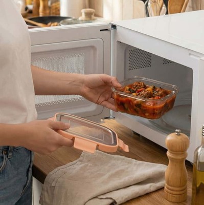 Un buen precio. Contenedor de alimentos de vidrio IKOO con tapa de acero inoxidable de 4 cerraduras - Microondas, horno y lavavajillas Almacenamiento seguro de vidrio de alto borosilicato En línea