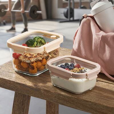 Un buen precio. IKOO Contenedor de vidrio hermético de gran capacidad para almacenamiento de alimentos con tapa de vidrio de alto borosilicato libre de BPA En línea