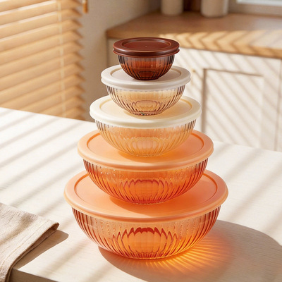 Good price IKOO BPA-Free Meal Prep Stackable Space Saving Nesting Ribbed Glass Mixing Bowls online