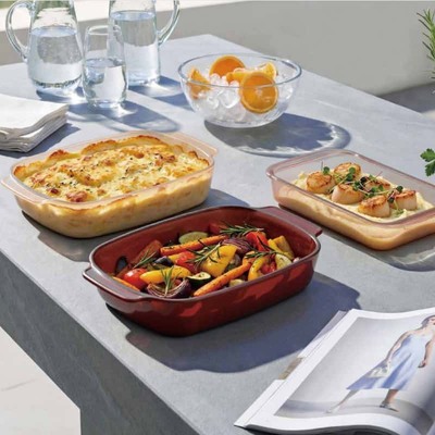 Good price IKOO Private Label Translucent Colored Borosilicate Glass Baking Pan online
