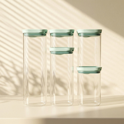 IKOO Upgraded Easy Open and Close Wide Mouth Glass Food Storage Jar