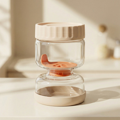 FDA Tested Non-Porous Borosilicate Glass Pickle Jar with Strainer Flip Stain & Odor Resistant