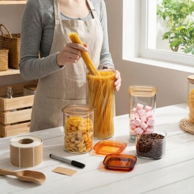 Mass Production Multi-Size Borosilicate Glass Canisters Sets for the Kitchen & Pantry food storage jar