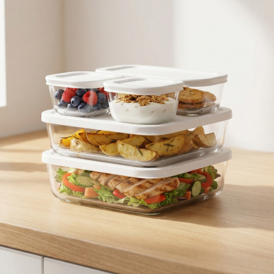 IKOO BPA-free Modular Design Glass Food Storage Containers with Glass Lid for Home Goods Store