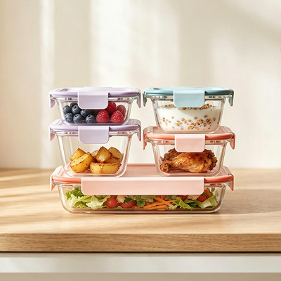 Dobra cena. Wielokrotnie używalne zmywarki bezpieczne zestable design szklane pojemniki do przechowywania żywności z private label dla supermarketów premium w sieci